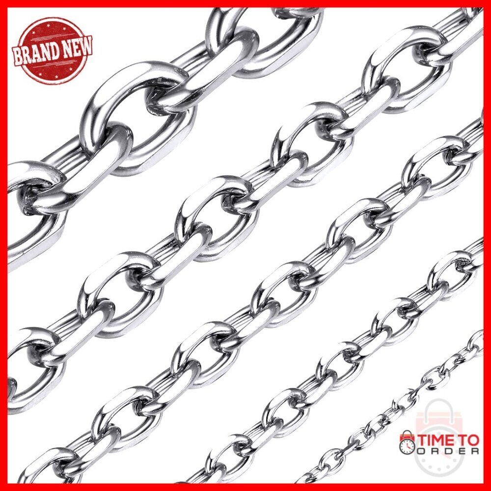 Stainless Steel Cable Chain Necklace 18-30 Inch 3-12mm Lobster Clasp